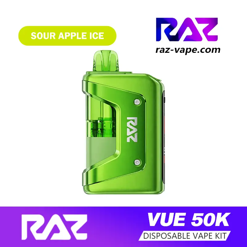 RAZ Sour Apple Ice flavor — available on VUE 50K, DC25000 and RYL Classic 35K