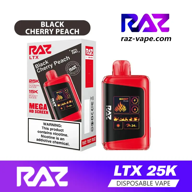 RAZ Black Cherry Peach flavor — available on DC25000 and TN9000