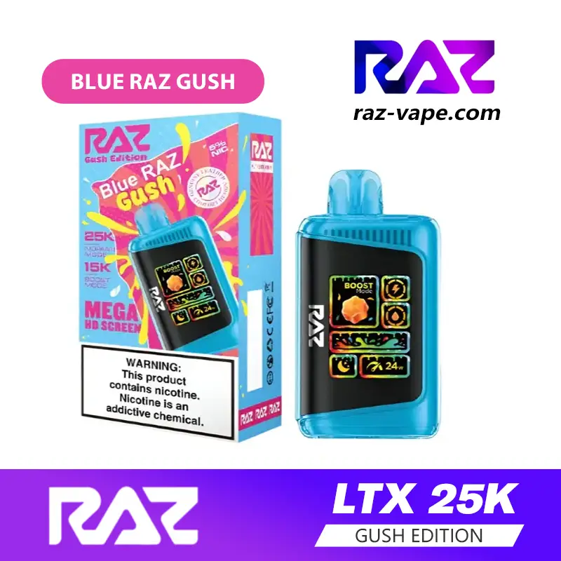 RAZ Blue Raz Gush flavor — DC25000 / LTX 25K Gush Edition disposable vape