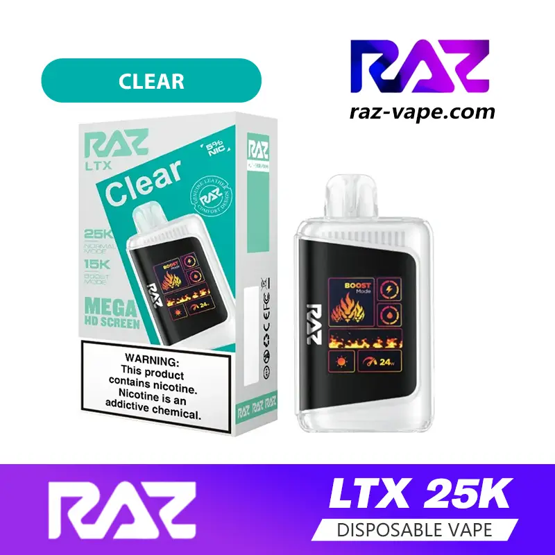 RAZ Clear smooth almost-no-taste flavor — DC25000 / LTX 25K disposable vape