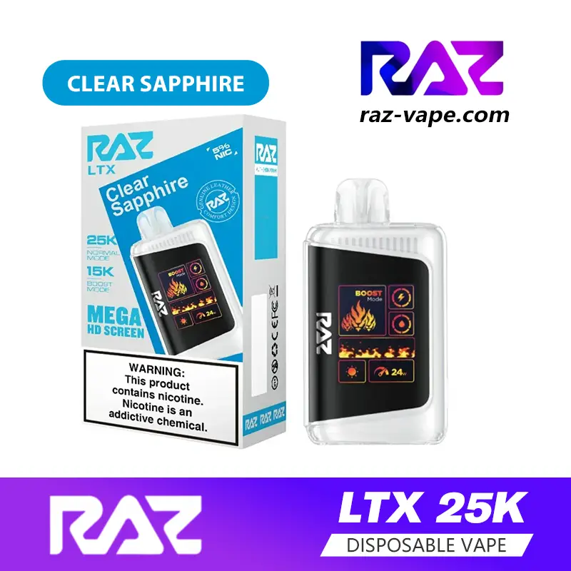 RAZ Clear Sapphire Cool Mint flavor — DC25000 / LTX 25K disposable vape