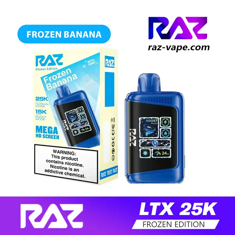 RAZ Frozen Banana flavor — DC25000 / LTX 25K Frozen Edition iced disposable vape