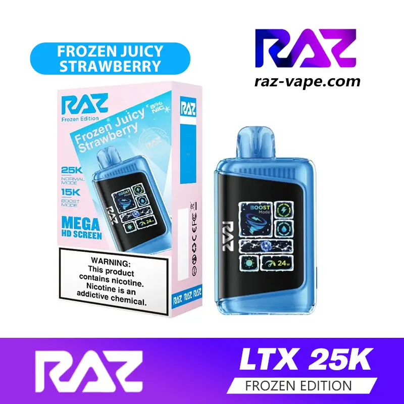 RAZ Frozen Juicy Strawberry flavor — DC25000 / LTX 25K Frozen Edition iced disposable vape