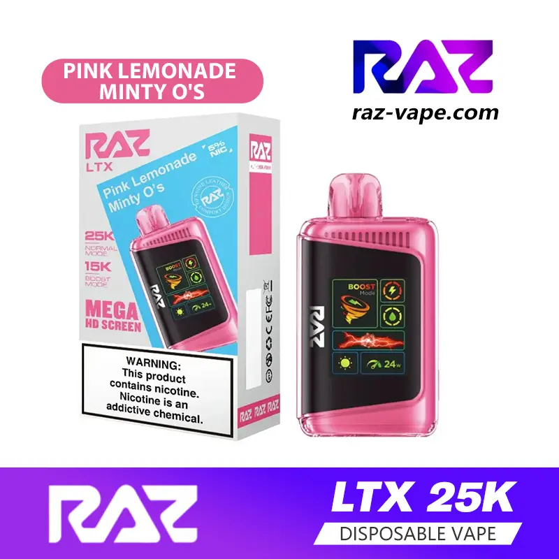 RAZ Pink Lemonade Minty O's flavor — DC25000 / LTX 25K disposable vape