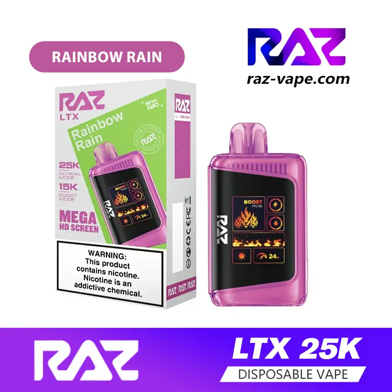 RAZ Rainbow Rain flavor — DC25000 / LTX 25K disposable vape