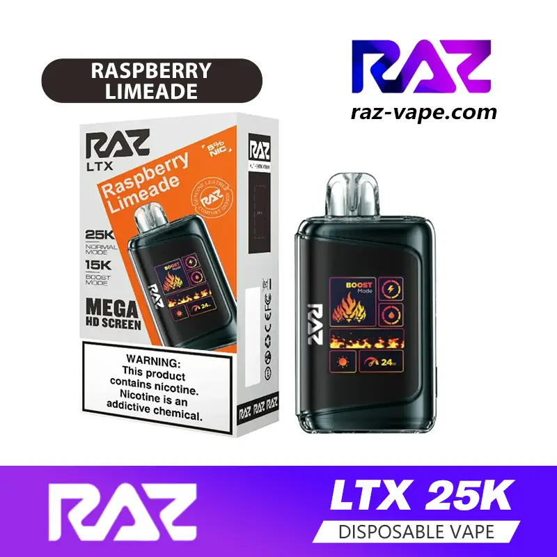 RAZ Raspberry Limeade flavor — DC25000 / LTX 25K disposable vape