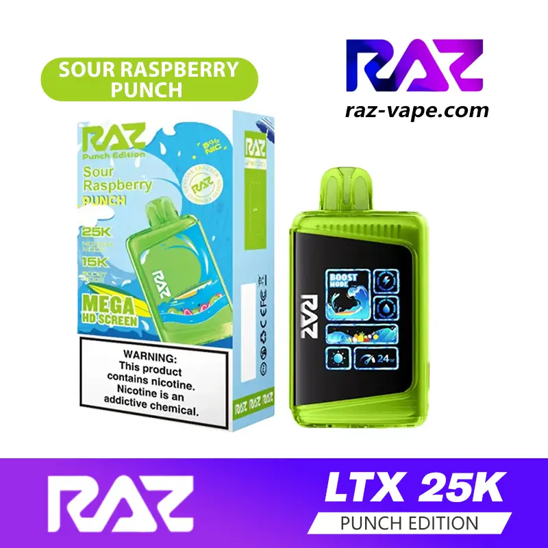 RAZ Sour Raspberry Punch flavor — DC25000 / LTX 25K Punch Edition disposable vape