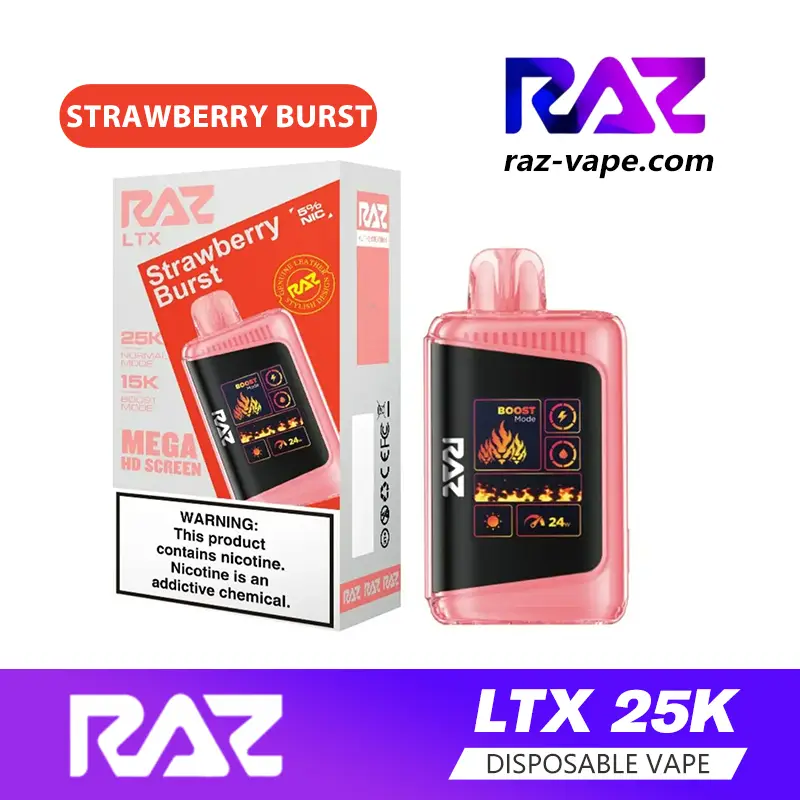 RAZ Strawberry Burst flavor — DC25000 / LTX 25K disposable vape
