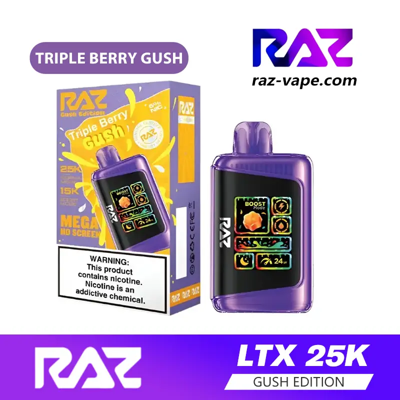RAZ Triple Berry Gush flavor — DC25000 / LTX 25K Gush Edition disposable vape